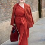 Hayley Hasselhoff in a Red Suit Arrives at the Dean Street Townhouse in London
