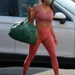 Jeannie Mai in a Red Leggings Arrives at the DWTS Studio in Los Angeles