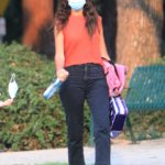 Terri Seymour in a Red Top Attends the Park in Beverly Hills