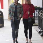 Amelia Lily in a Red Blouse Was Seen Out with Steve Rushton in Mayfair, London