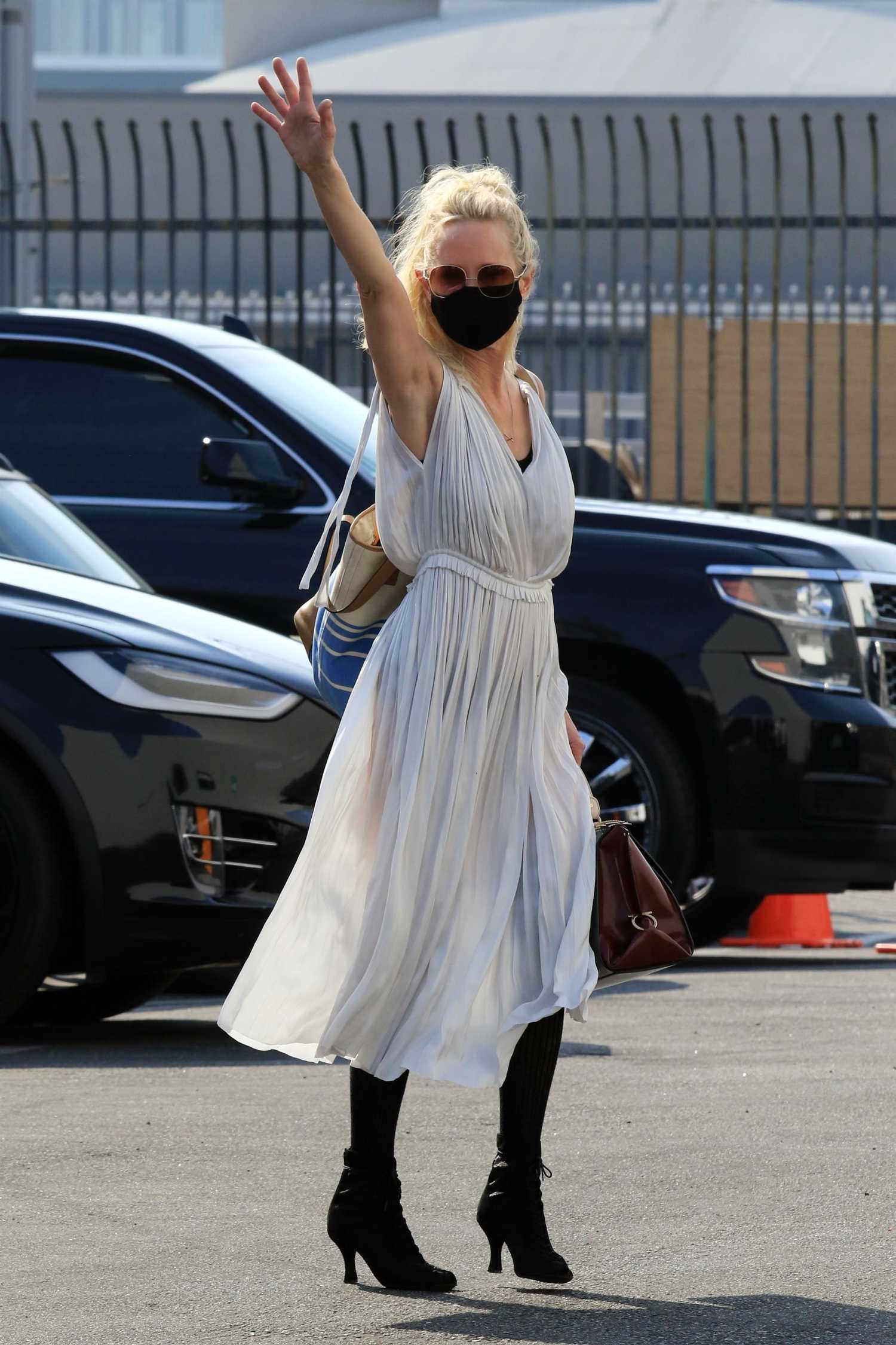 Anne Heche in a White Dress Arrives at the DWTS Studio in ...