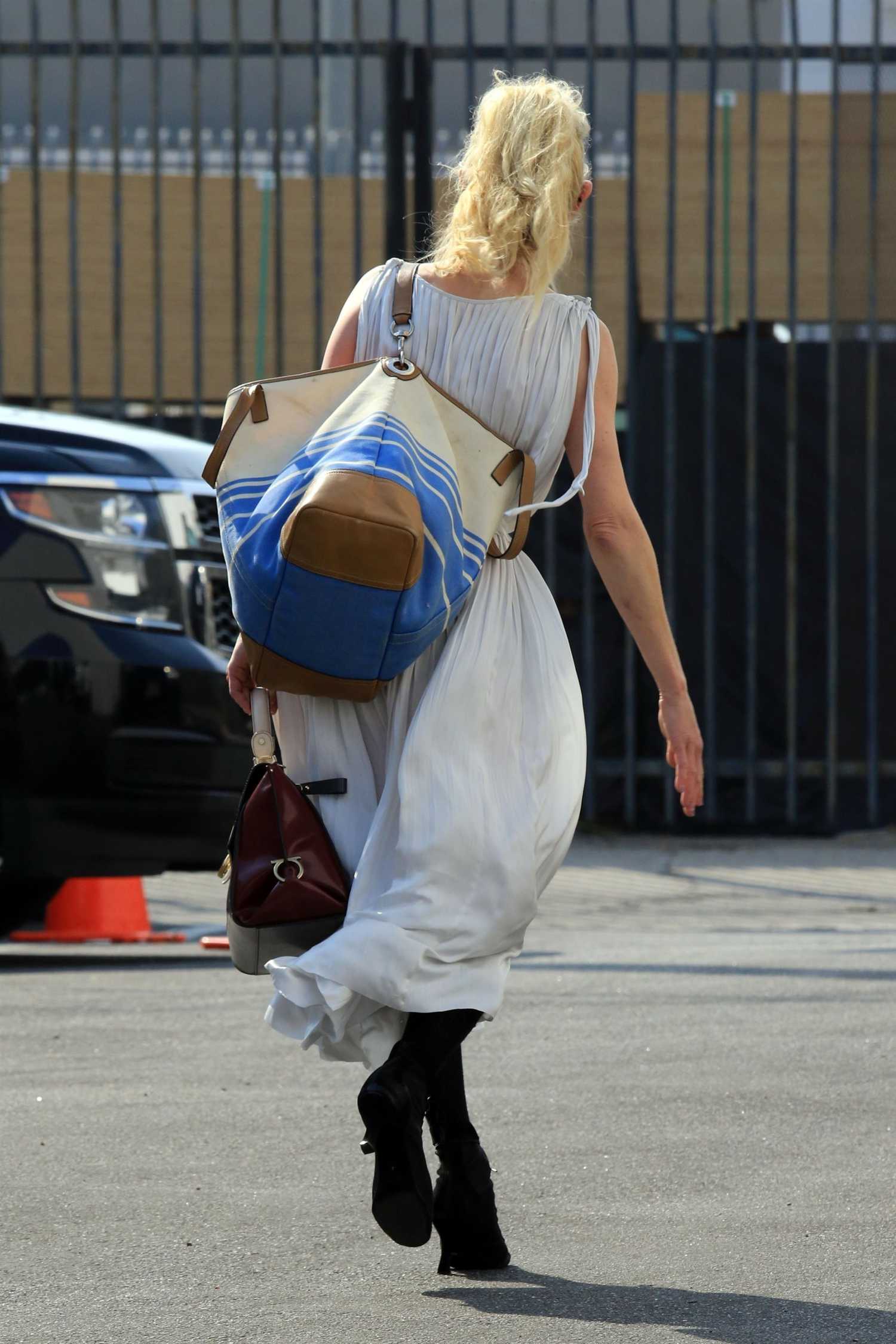 Anne Heche in a White Dress Arrives at the DWTS Studio in Los Angeles ...