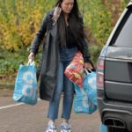 Charlotte Crosby in a Black Coat Takes Food to Local Food Bank in Sunderland