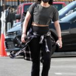Cheryl Burke in a Grey Cropped T-Shirt Arrives at the DWTS Studio in Los Angeles