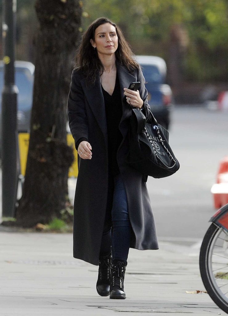 Christine Lampard in a Black Coat