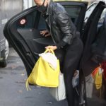 Karen Hauer in a Black Leather Jacket Arrives at the Strictly Dance Studio in London