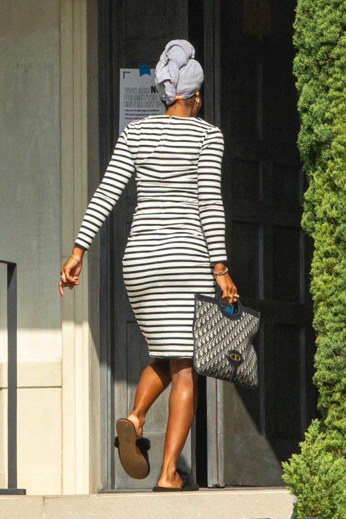 Kelly Rowland in a Striped Dress