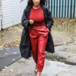 Lisa Maffia in a Red Pants Was Seen Out in London