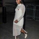 Alex Scott in a White Knit Dress Leaves The One Show in London