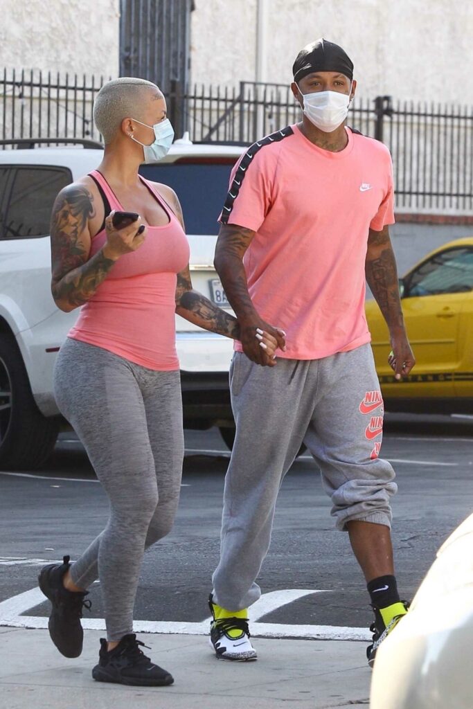 Amber Rose in a Pink Tank Top