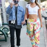 Hannah Stocking in a Colorful Tie-Dye Sweatpants Goes Shopping in Los Angeles