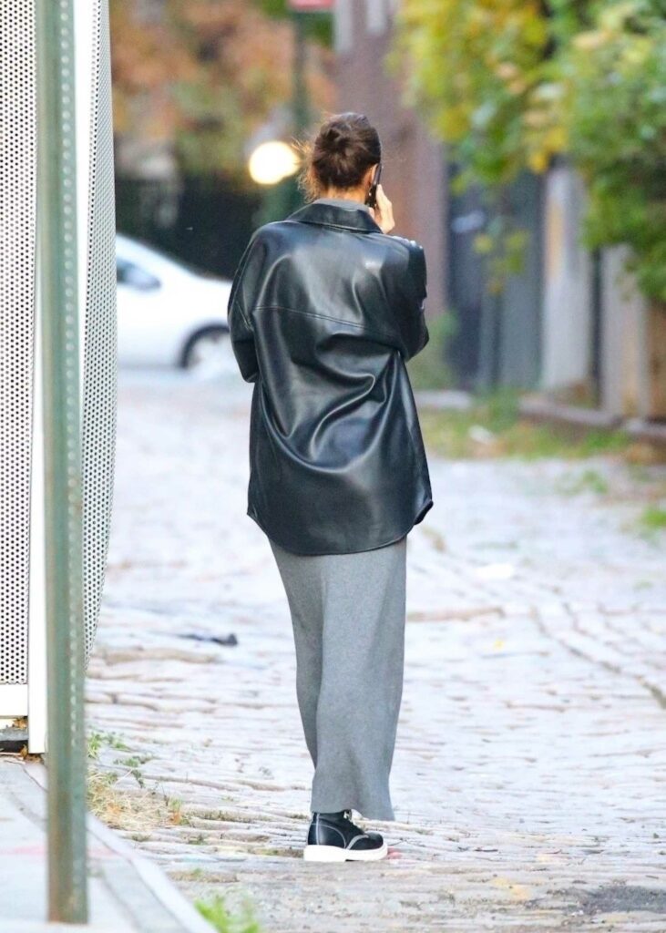 Irina Shayk in a Grey Dress