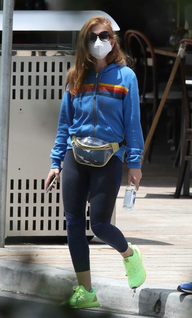 Isla Fisher in a Blue Track Jacket