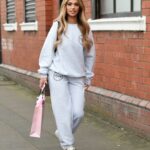 Joanna Chimonides in a Grey Sweatsuit Was Seen Out in Manchester