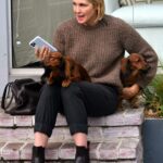 Kelly Rutherford in a Brown Sweater Was Spotted with Her Two Dogs Out in Santa Monica