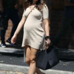 Monika Radulovic in a Beige Mini Dress Goes Shopping in Double Bay, Sydney