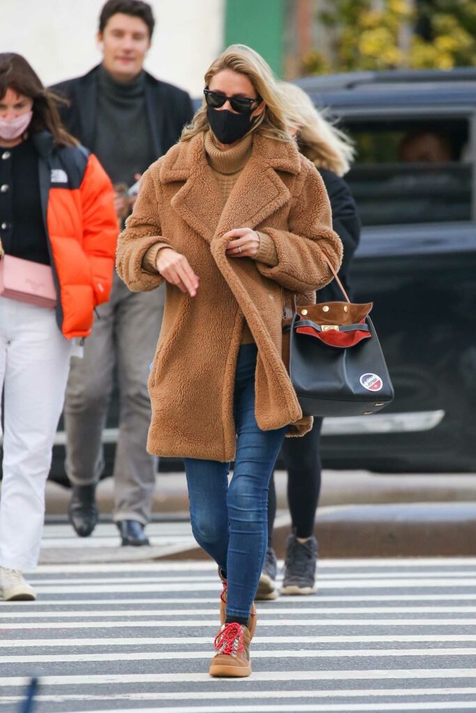 Nicky Hilton in a Tan Faux Fur Coat