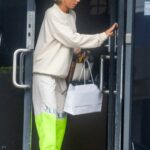 Pip Edwards in a Beige Sweatshirt Leaves Her Office in Sydney