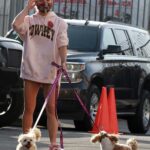 Sharna Burgess in a Pink Hoodie Arrives at the DWTS Studio in Los Angeles