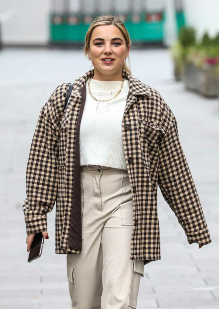 Sian Welby in a Plaid Jacket
