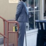 Alia Shawkat in a Grey Suit Gets Her Breakfast To-Go in Los Feliz