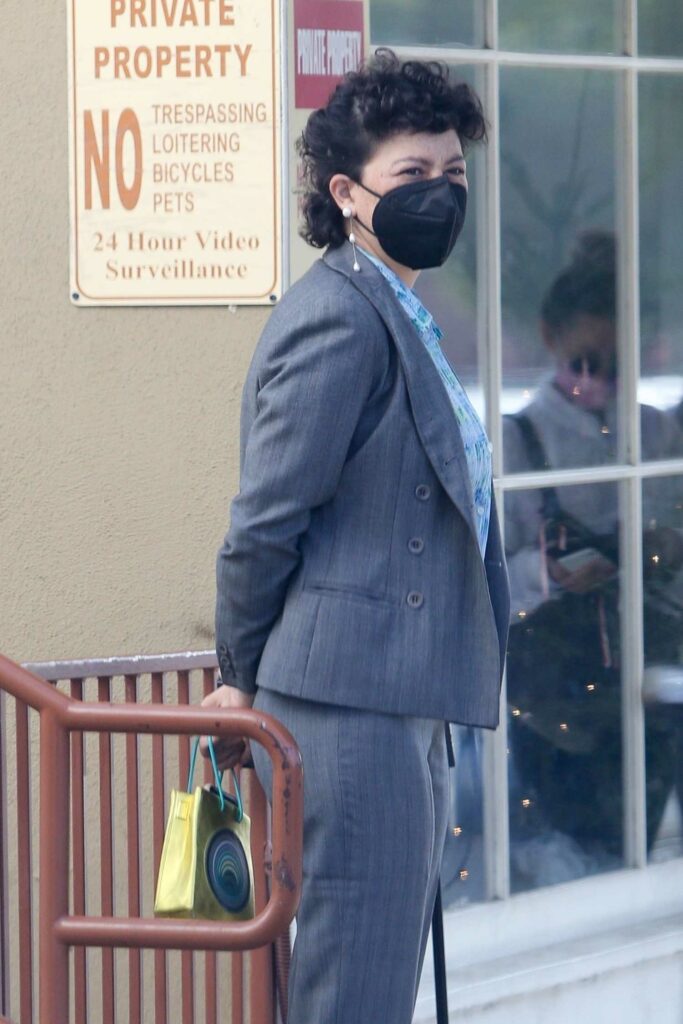 Alia Shawkat in a Grey Suit