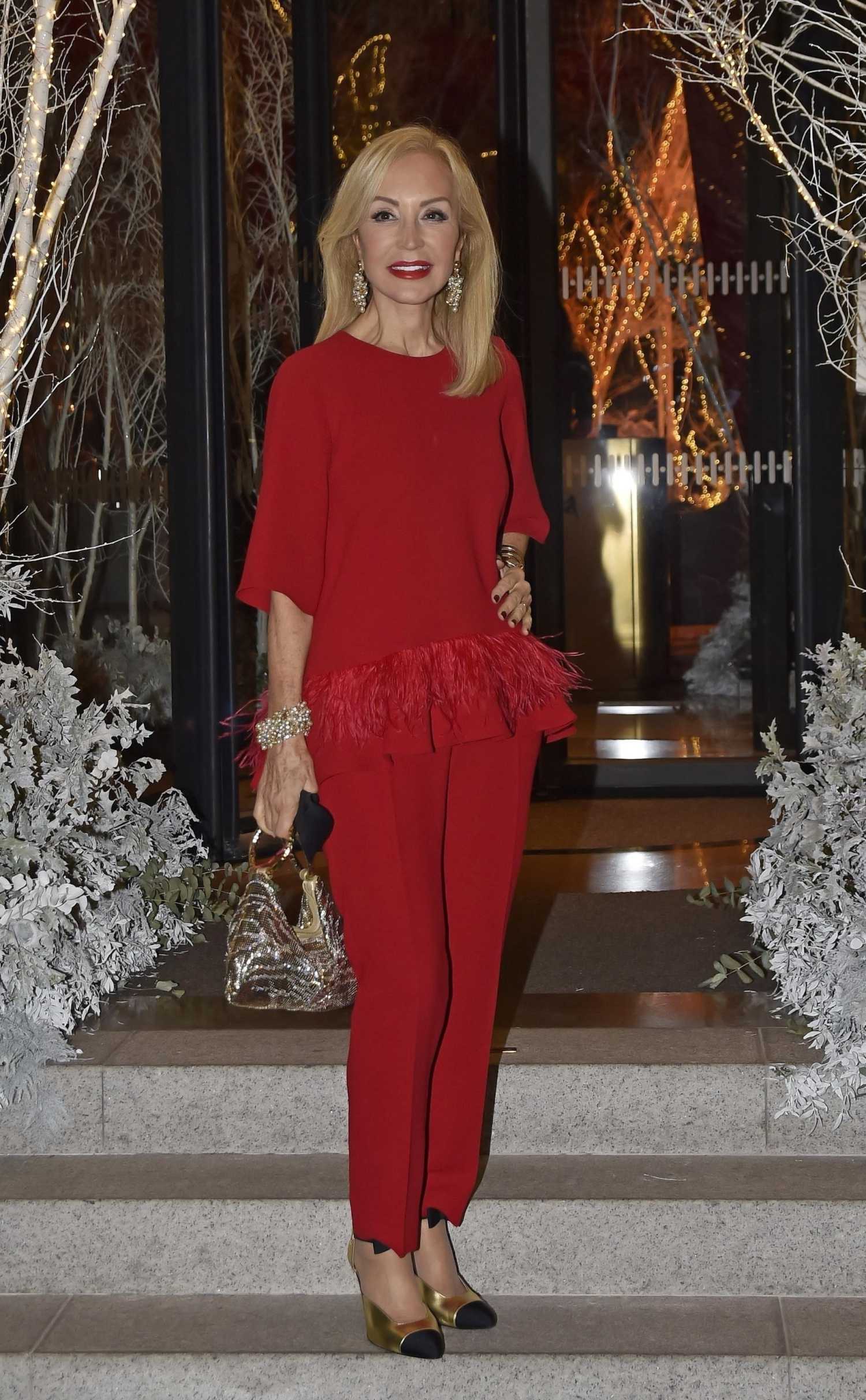 Carmen Lomana in a Red Outfit Arrives at the Royal Theatre in Madrid ...