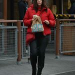 Imogen Thomas in a Red Puffer Jacket Was Seen Out in Chelsea
