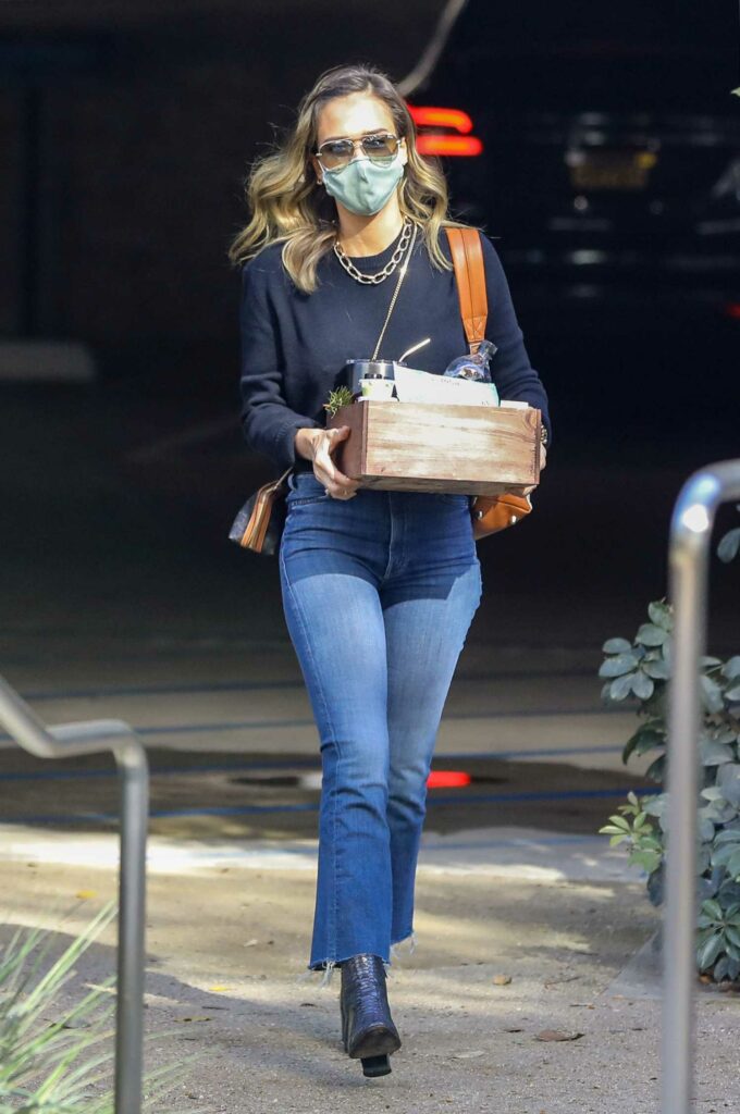 Jessica Alba in a Protective Mask