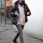 Kara Tointon in a Black Puffer Jacket Goes Shopping in London