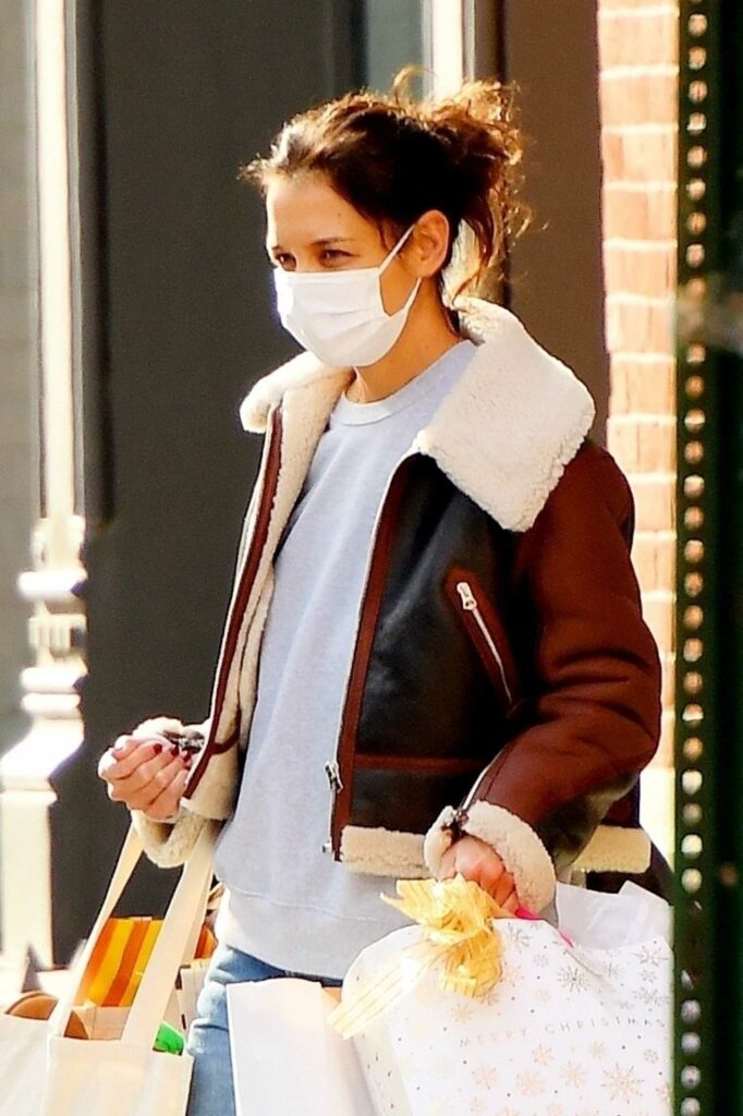 Katie Holmes in a White Protective Mask