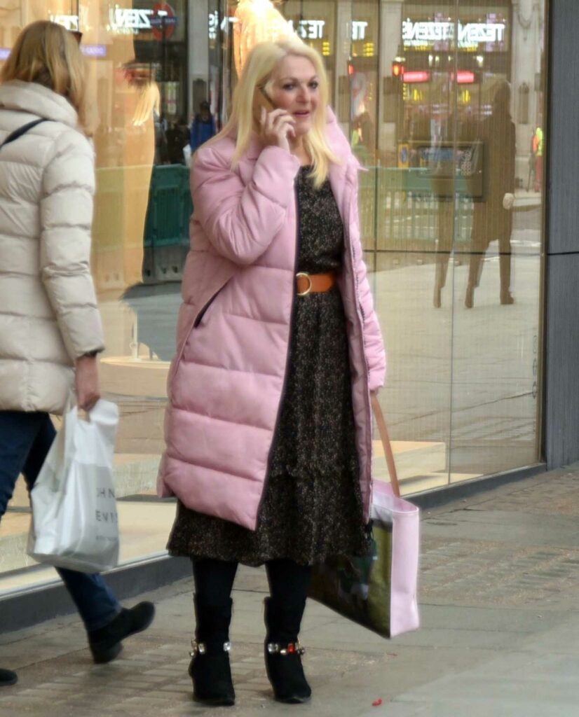 Vanessa Feltz in a Pink Puffer Coat