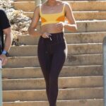 Vanessa Valladares in a Yellow Sports Bra Heads to the Gym in Adelaide
