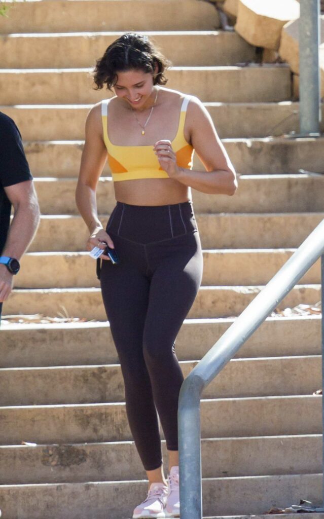 Vanessa Valladares in a Yellow Sports Bra