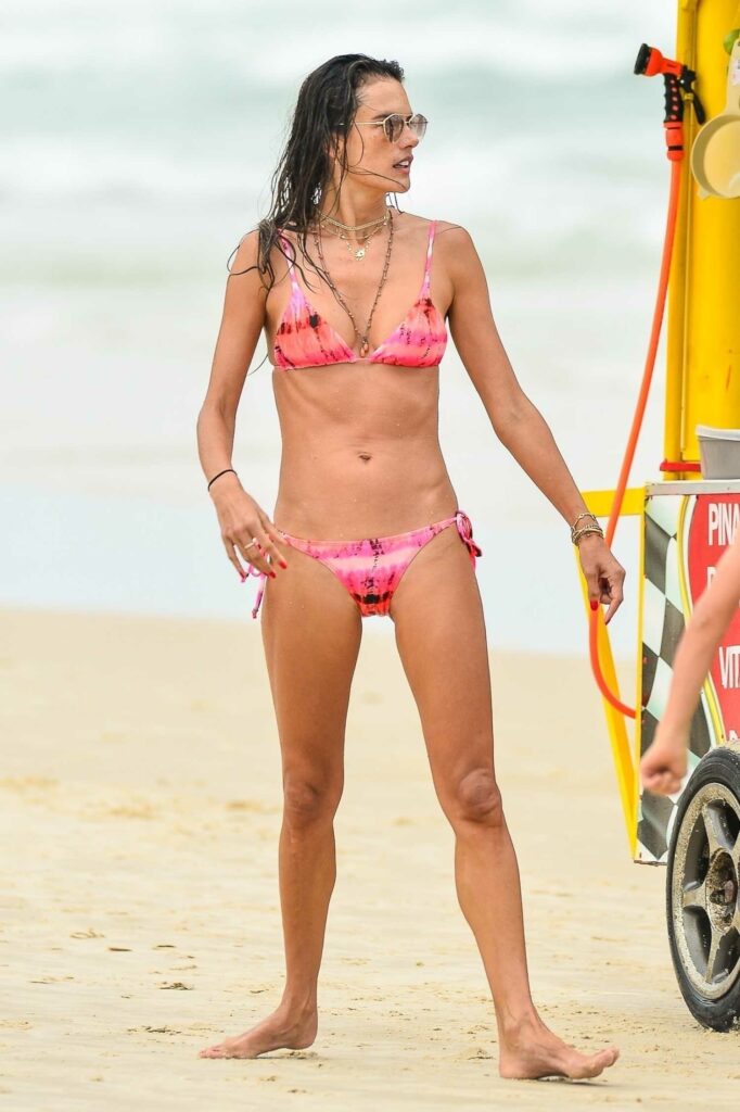 Alessandra Ambrosio in a Pink Bikini