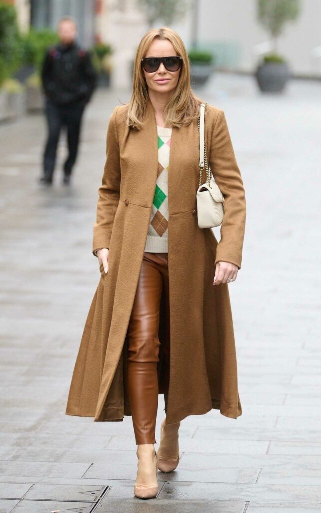 Amanda Holden in a Beige Coat