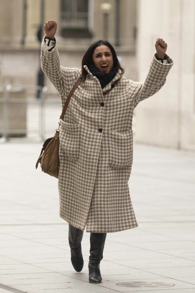 Anita Rani in a Tan Coat