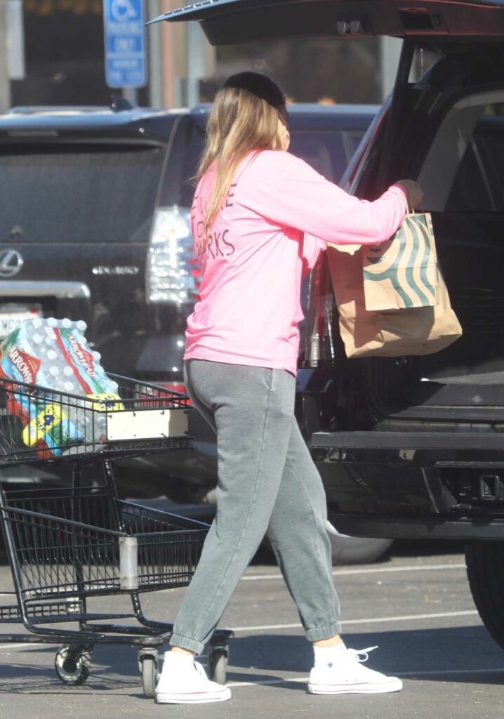 April Love Geary in a Pink Sweatshirt