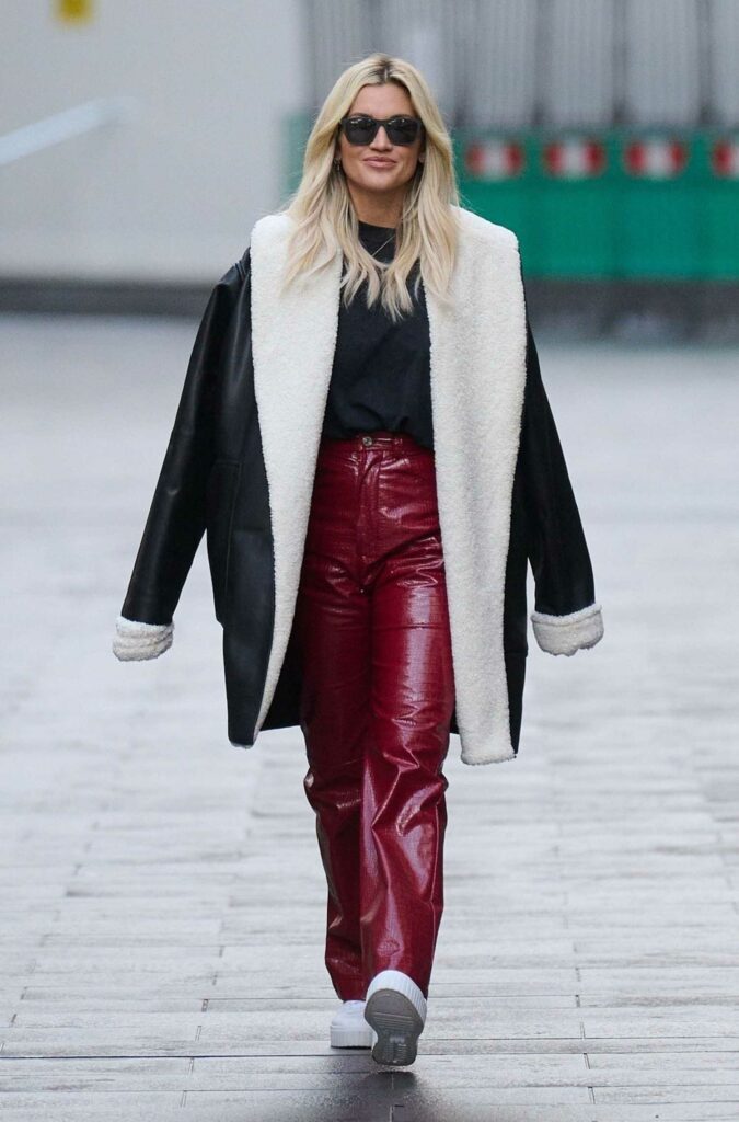 Ashley Roberts in a Red Leather Pants