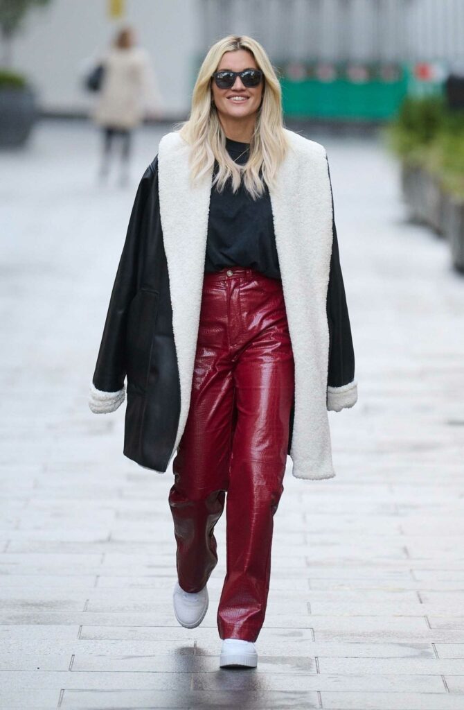 Ashley Roberts in a Red Leather Pants