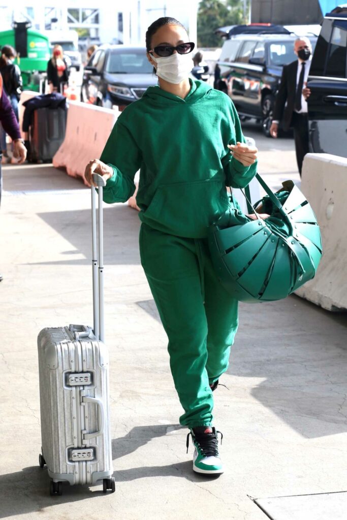 Draya Michele in a Green Sweatsuit