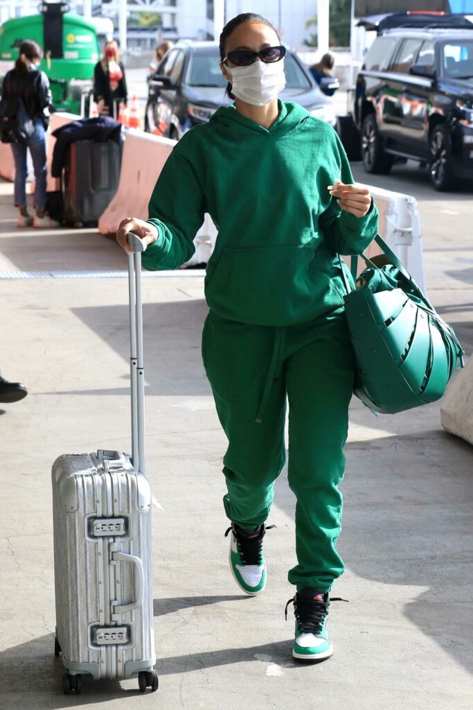 Draya Michele in a Green Sweatsuit