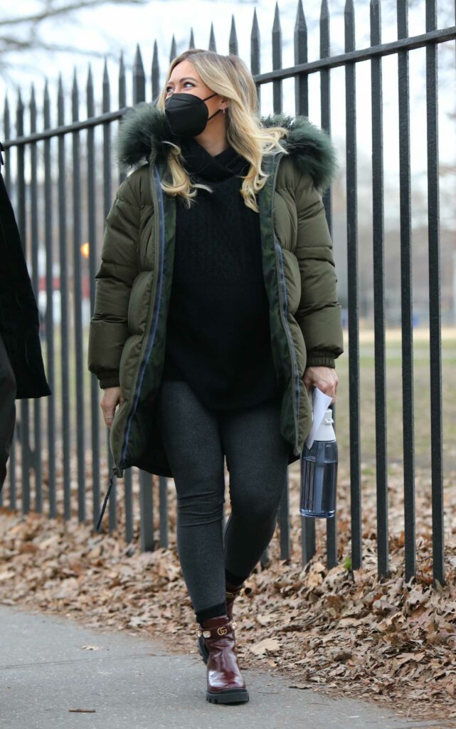 Hilary Duff in a Green Puffer Jacket