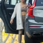 Jenna Dewan in a White Cardigan Arrives Home in Los Angeles