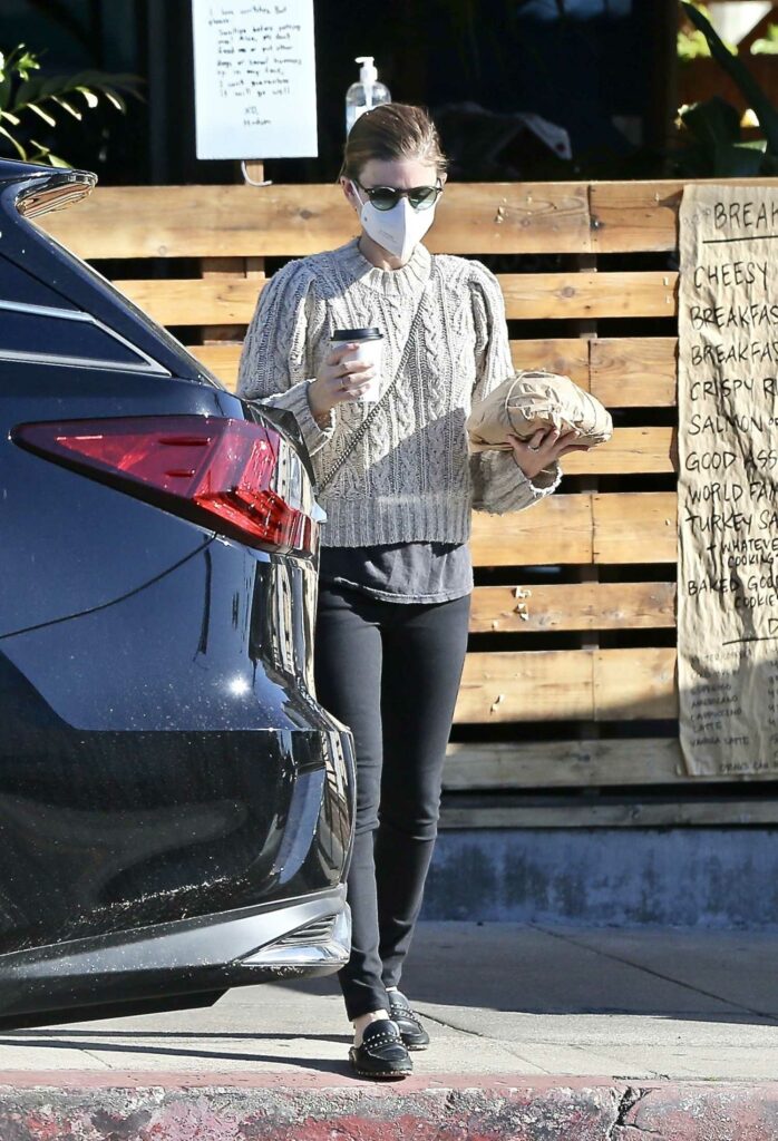 Kate Mara in a Grey Sweater