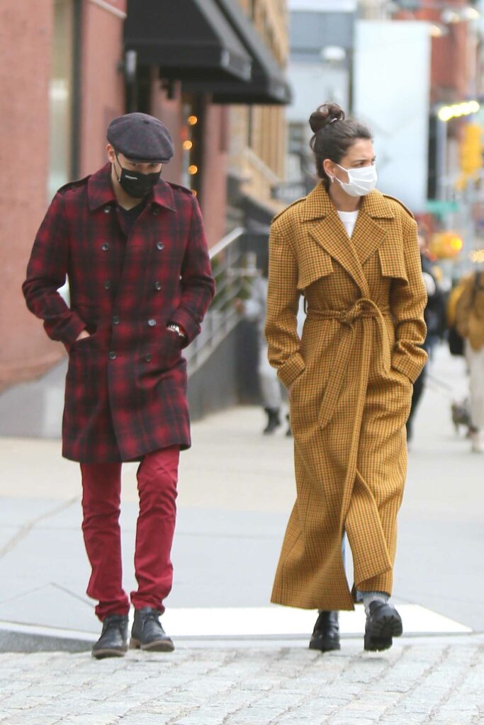 Katie Holmes in a Yellow Long Coat