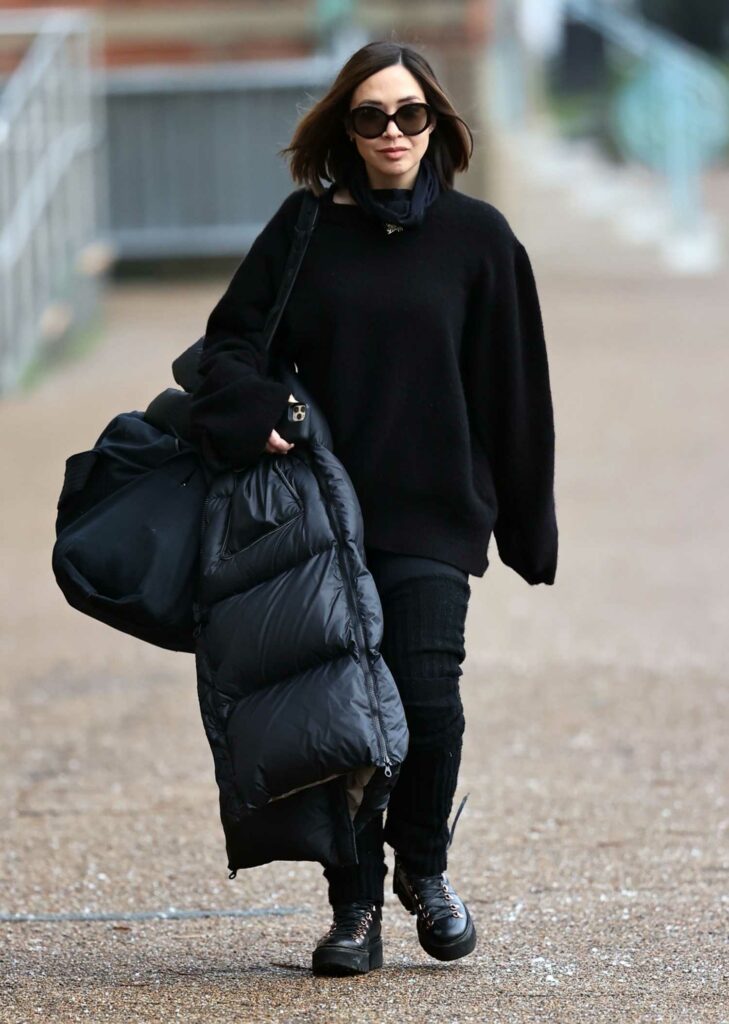 Myleene Klass in a Black Outfit