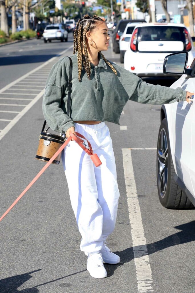 Paige Hurd in a White Sweatpants