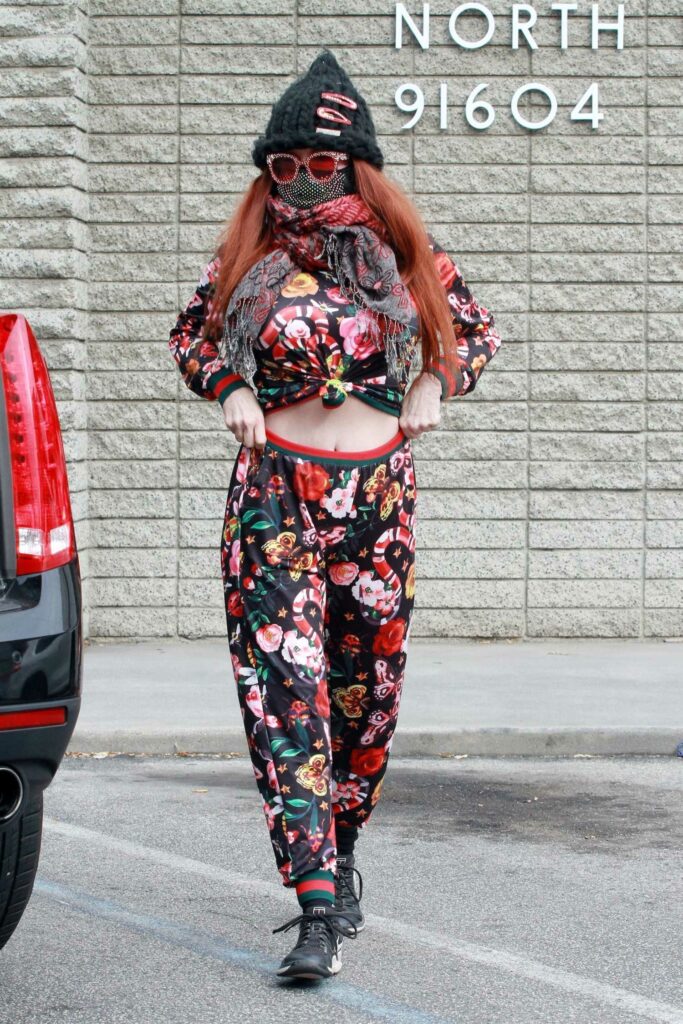 Phoebe Price in a Floral Print Sweatsuit