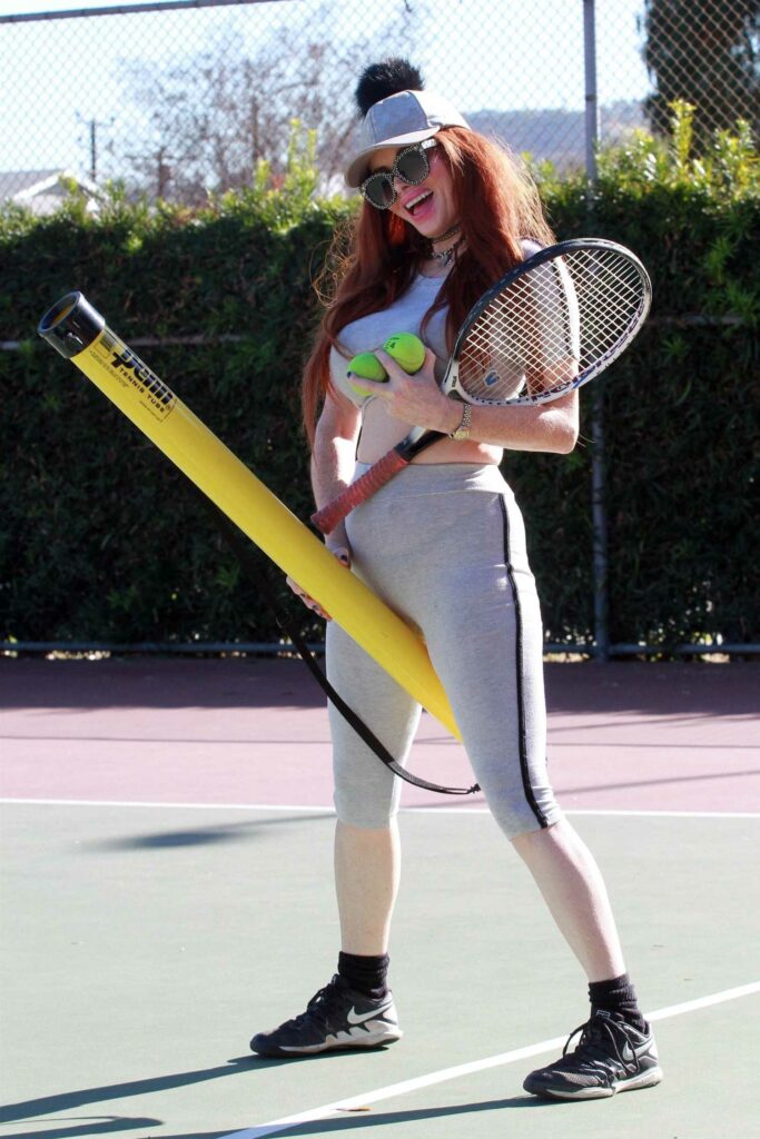 Phoebe Price in a Grey Workout Clothes